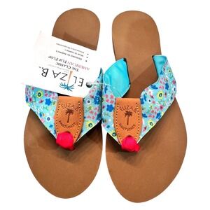 Eliza B Nantucket American Classic Flip Flop Womens Floral Print Sandals Small 6